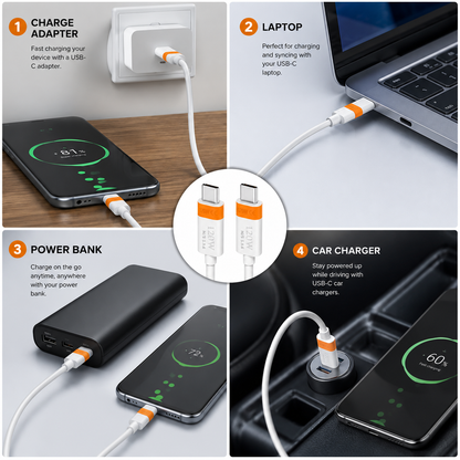 Type-C to Type-C 120W Fast Charging Cable – Durable & Flexible